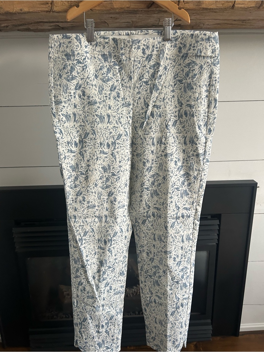 Tribal White and Blue Floral Chino Pants